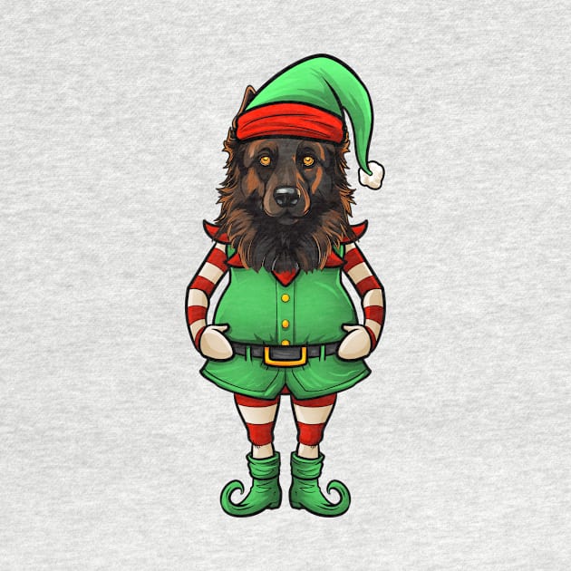 Funny Christmas Elf Belgian Tervuren Dog by whyitsme